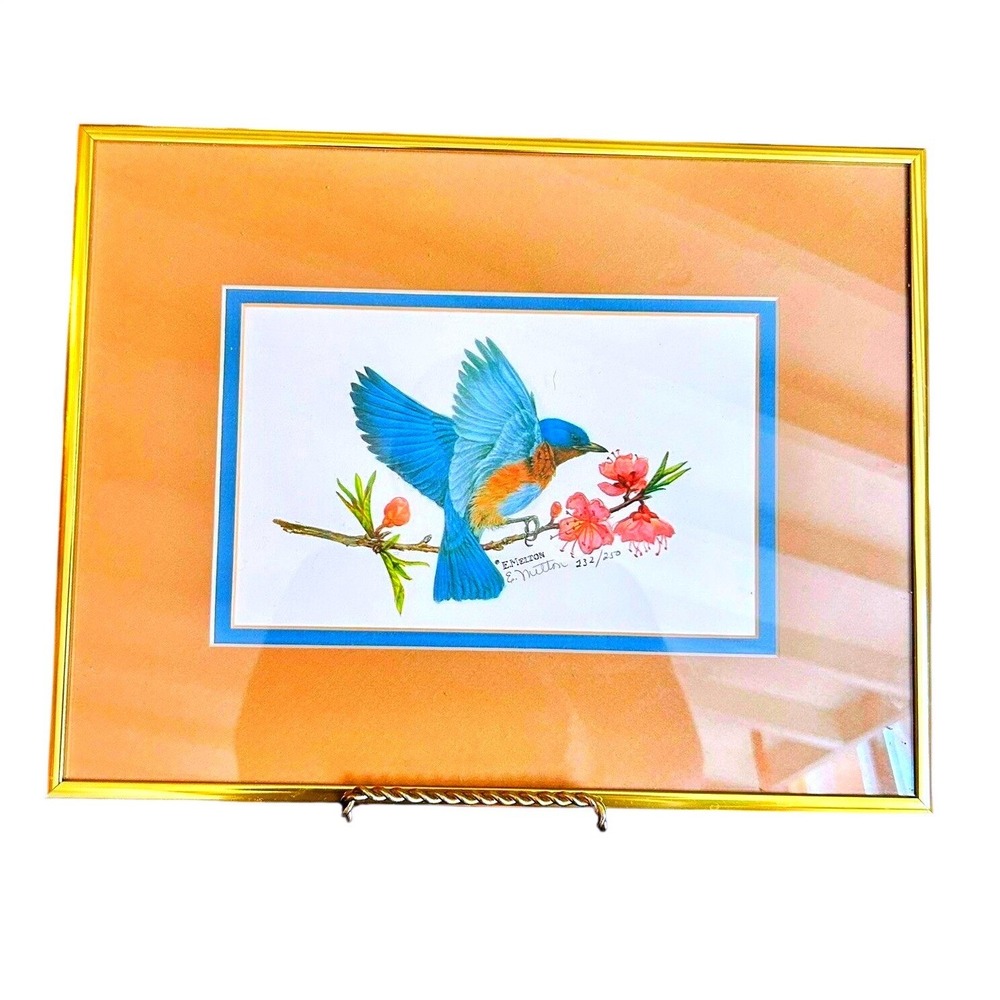 Bluebird Limited Edition Lithograph Signed E. Melton Framed Art